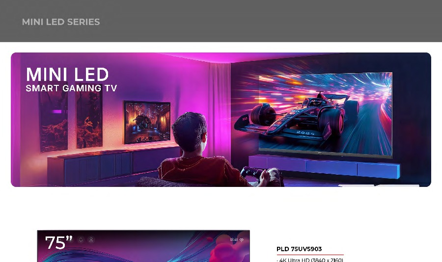 Polytron Mini LED Smart Gaming TV 75 inch